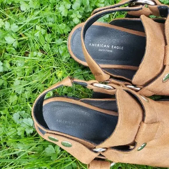 American Eagle Harness Mules Camel 9 Open Back - Picture 7 of 8